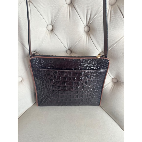 Brahmin Leopard Print Fur Crocodile Embossed Leather Crossbody Bag - Picture 3 of 10